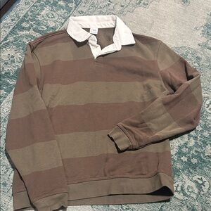 Zara Men's Brown and Tan Striped Sweater